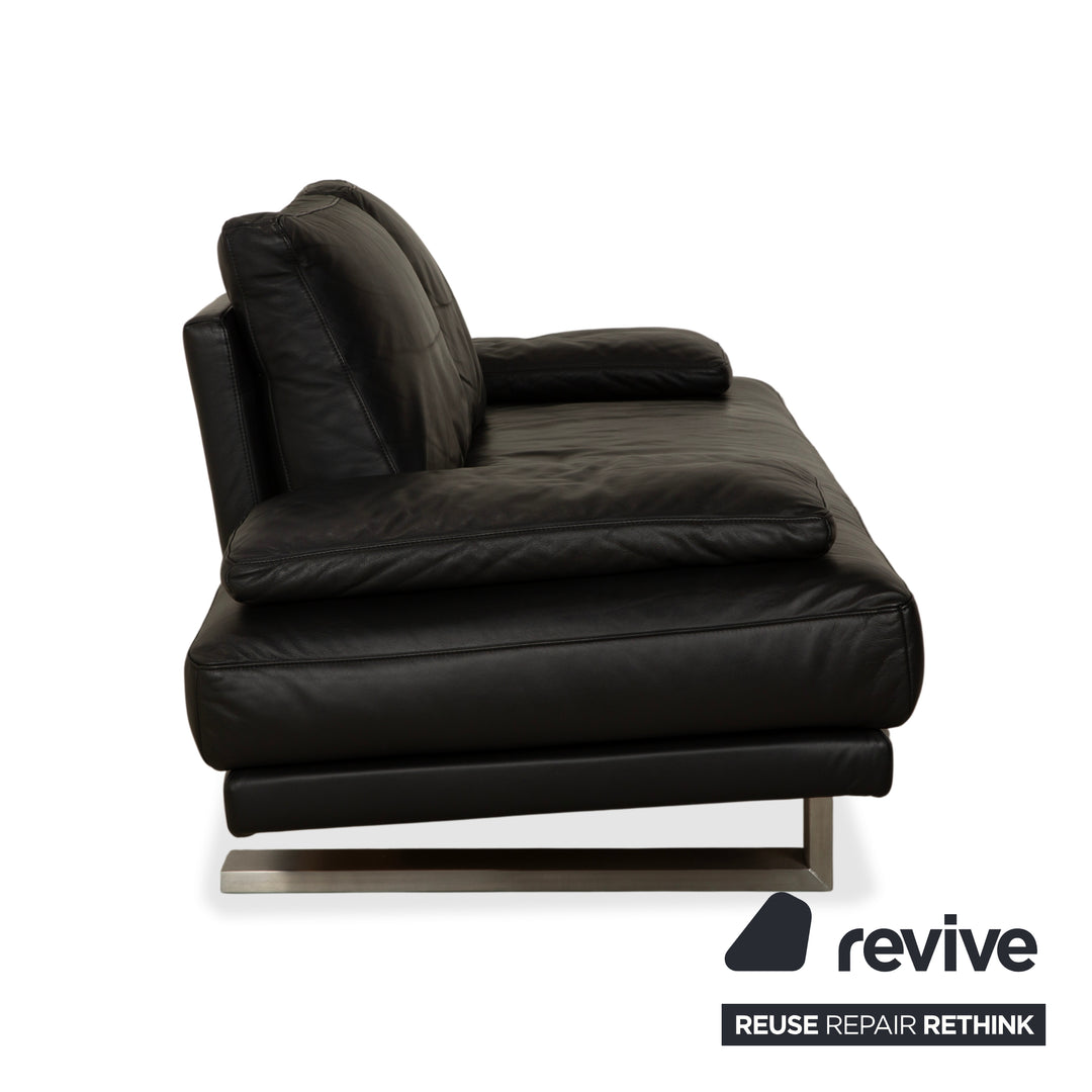 Rolf Benz 6600 Leder Zweisitzer Schwarz Sofa Couch