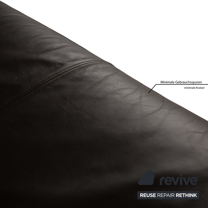 Rolf Benz 6600 Leather Two Seater Black Sofa Couch