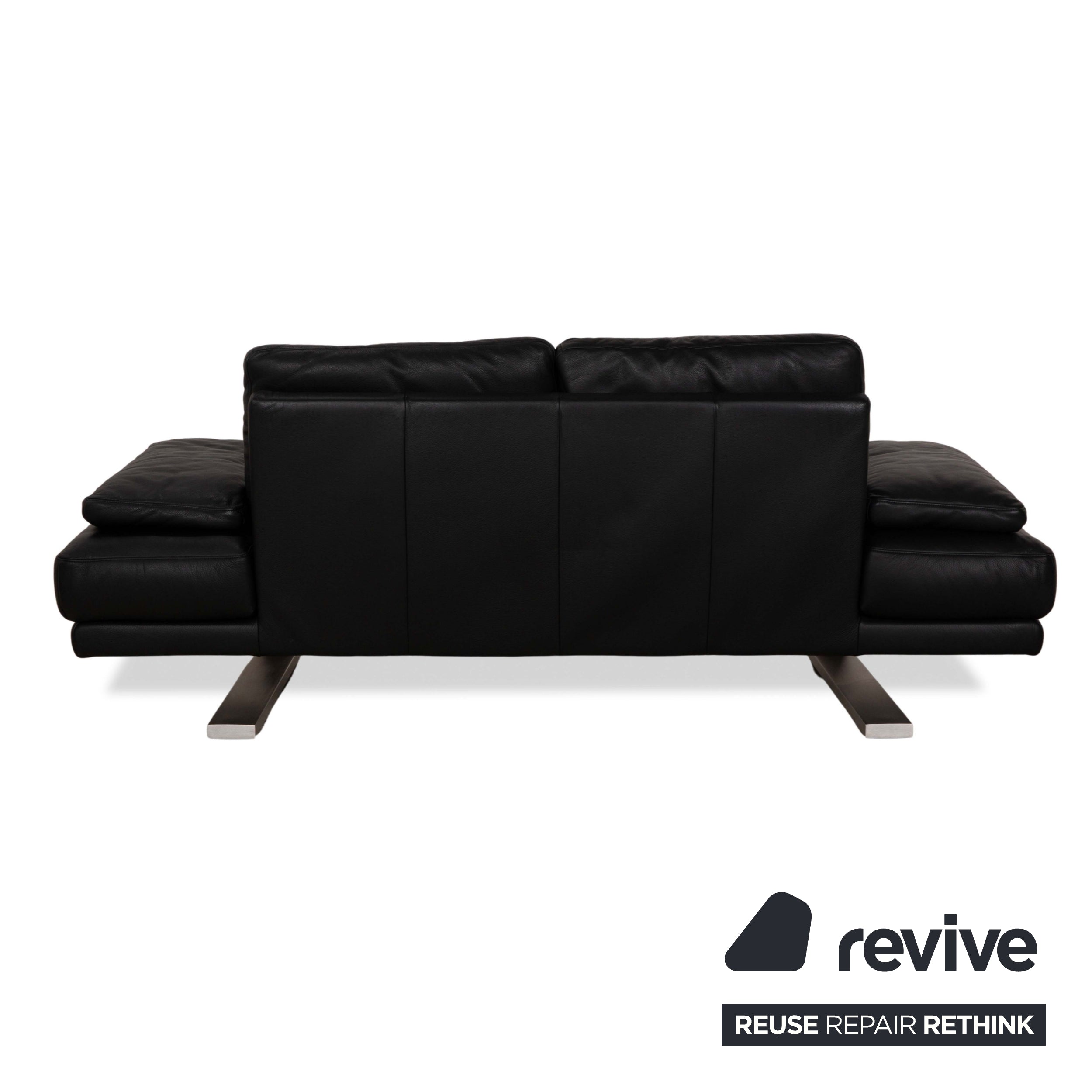 Rolf Benz 6600 Leather Two Seater Black Sofa Couch