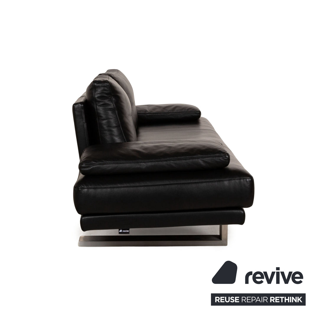 Rolf Benz 6600 Leather Two Seater Black Sofa Couch