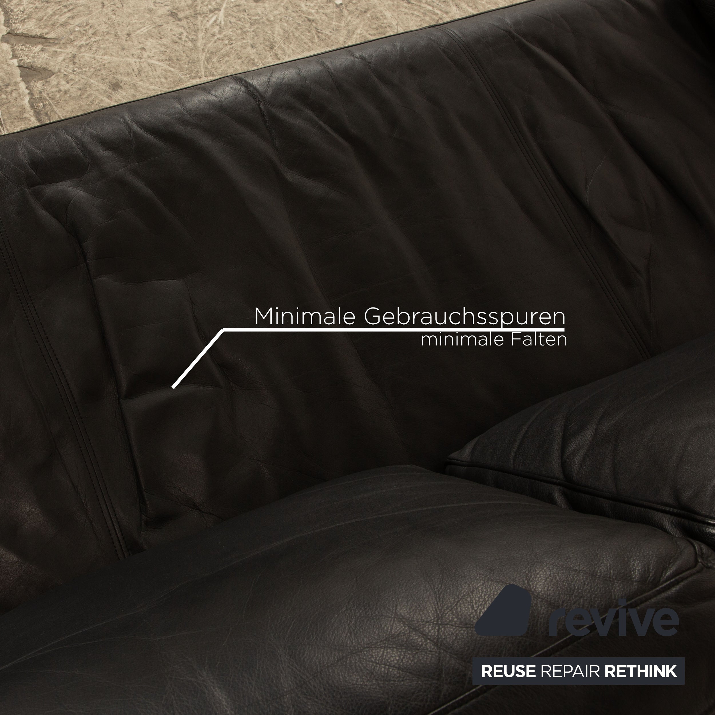Rolf Benz 6600 Leder Zweisitzer Schwarz Sofa Couch