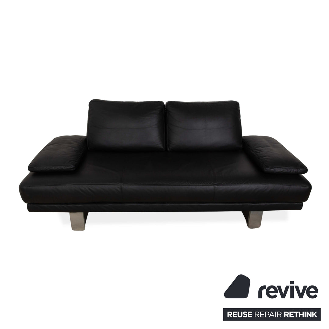 Rolf Benz 6600 Leather Two Seater Black Sofa Couch