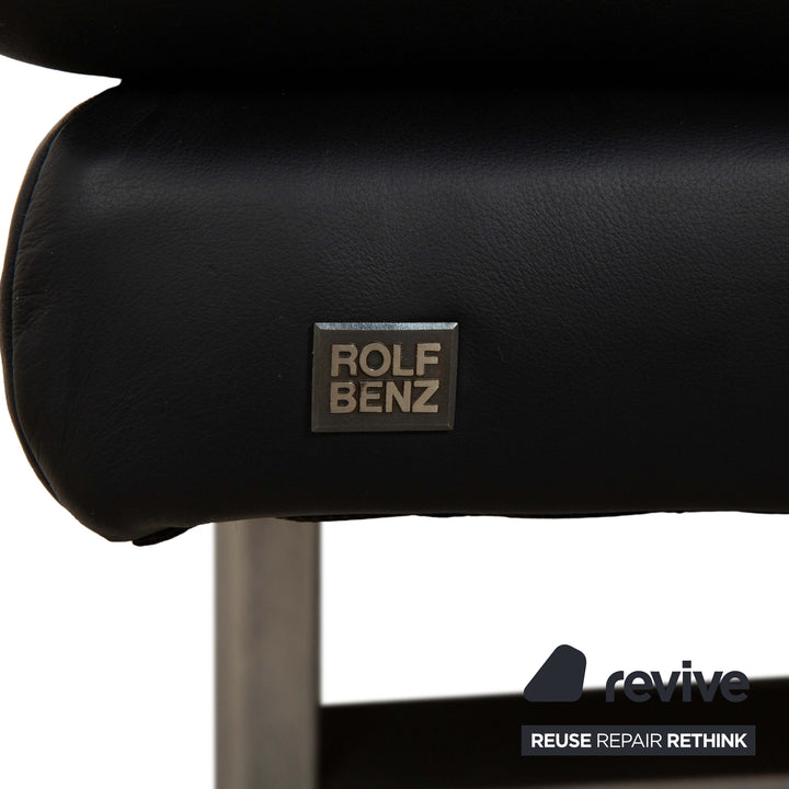 Rolf Benz 6600 Leather Two Seater Black Sofa Couch