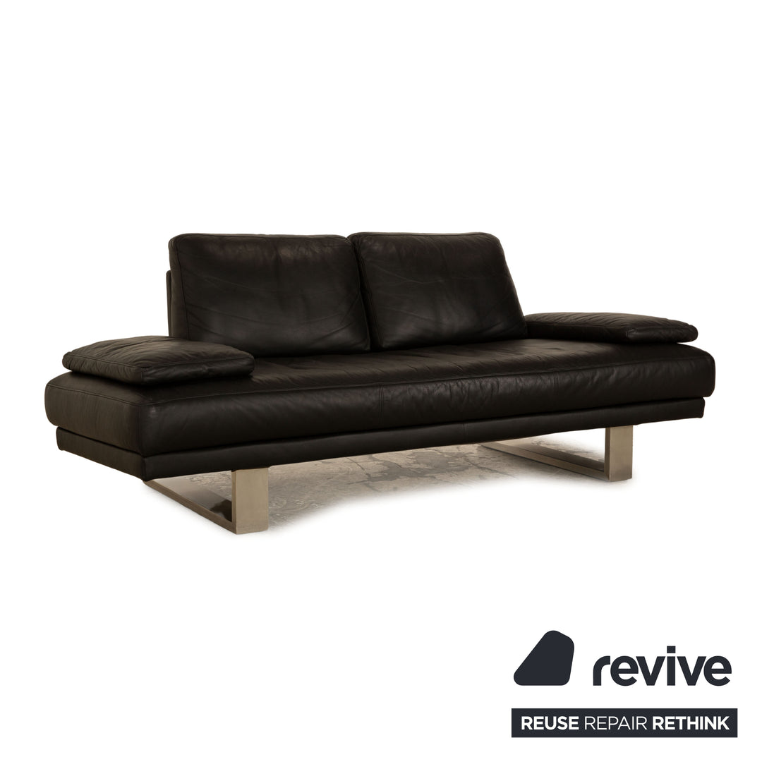 Rolf Benz 6600 Leather Two Seater Black Sofa Couch