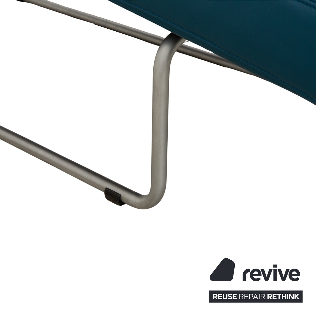 Rolf Benz 680 Leather Chaise Lounge Petrol Blue Manual Function