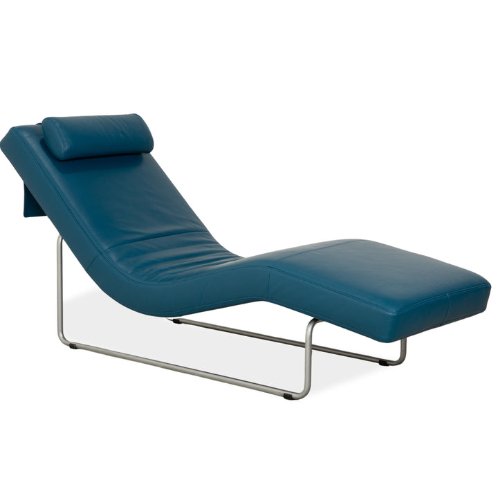 Rolf Benz 680 Leather Chaise Lounge Petrol Blue Manual Function