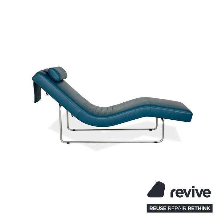 Rolf Benz 680 Leather Chaise Lounge Petrol Blue Manual Function