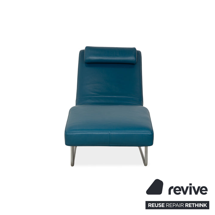 Rolf Benz 680 Leather Chaise Lounge Petrol Blue Manual Function