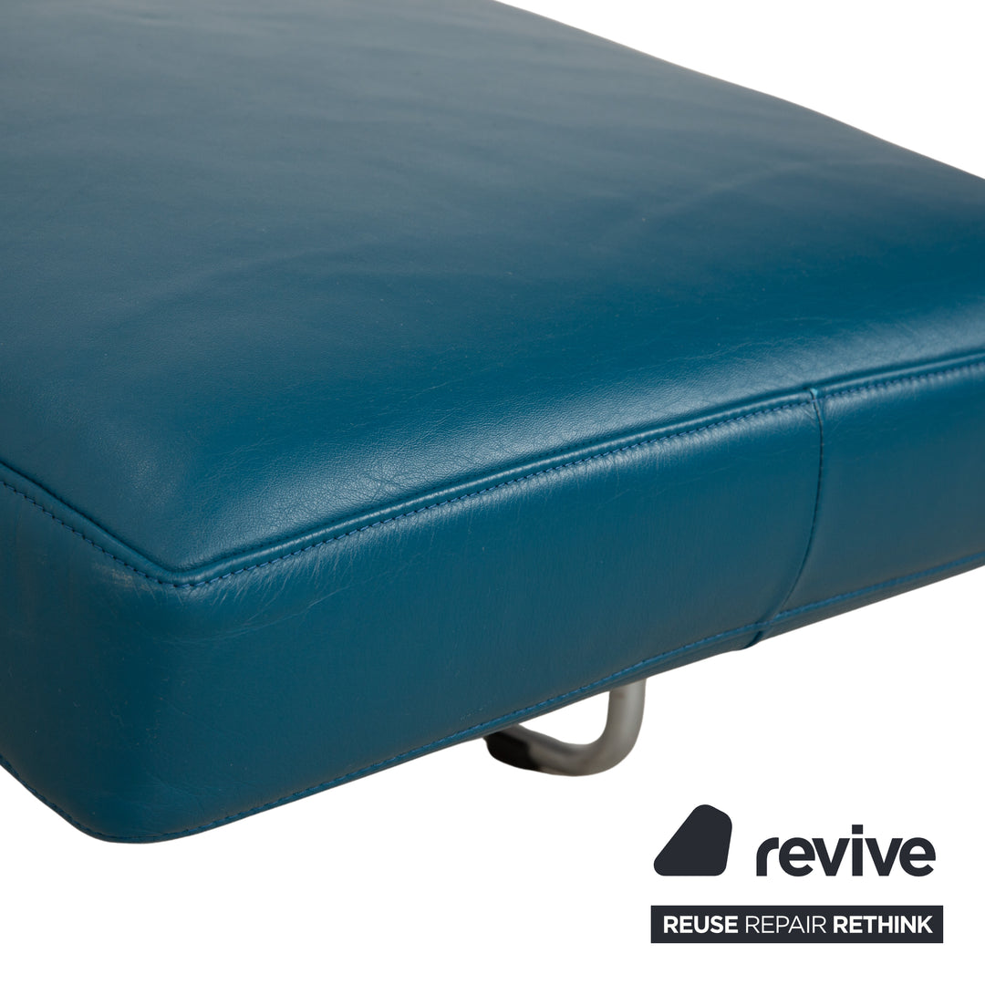 Rolf Benz 680 Leather Chaise Lounge Petrol Blue Manual Function