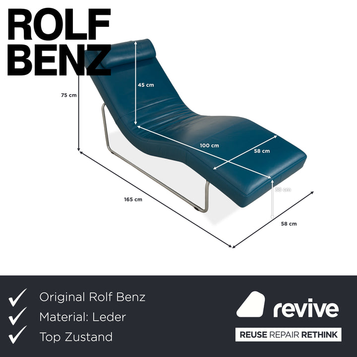 Rolf Benz 680 Leather Chaise Lounge Petrol Blue Manual Function