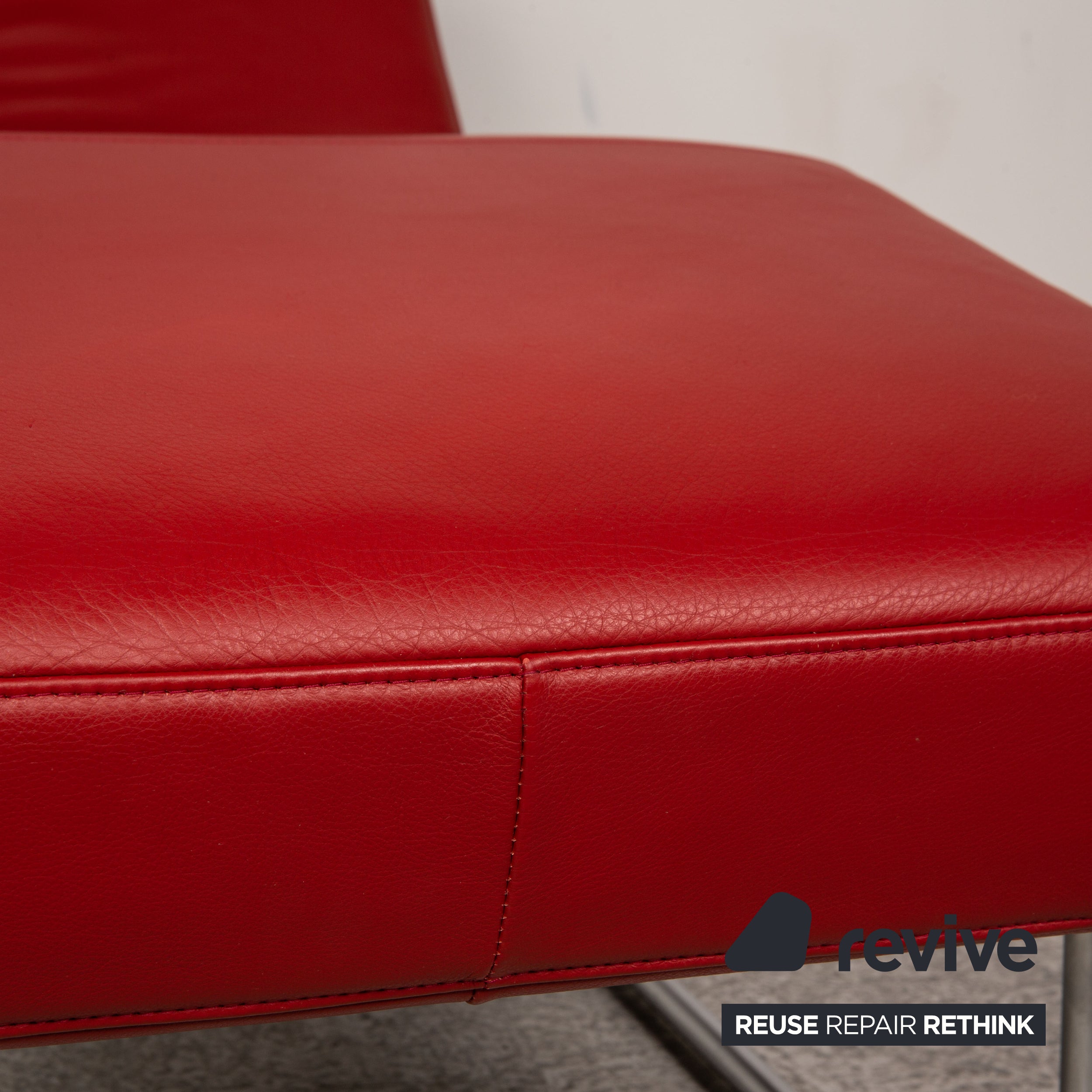 Rolf Benz 680 Chaise longue en cuir Rouge Fonction