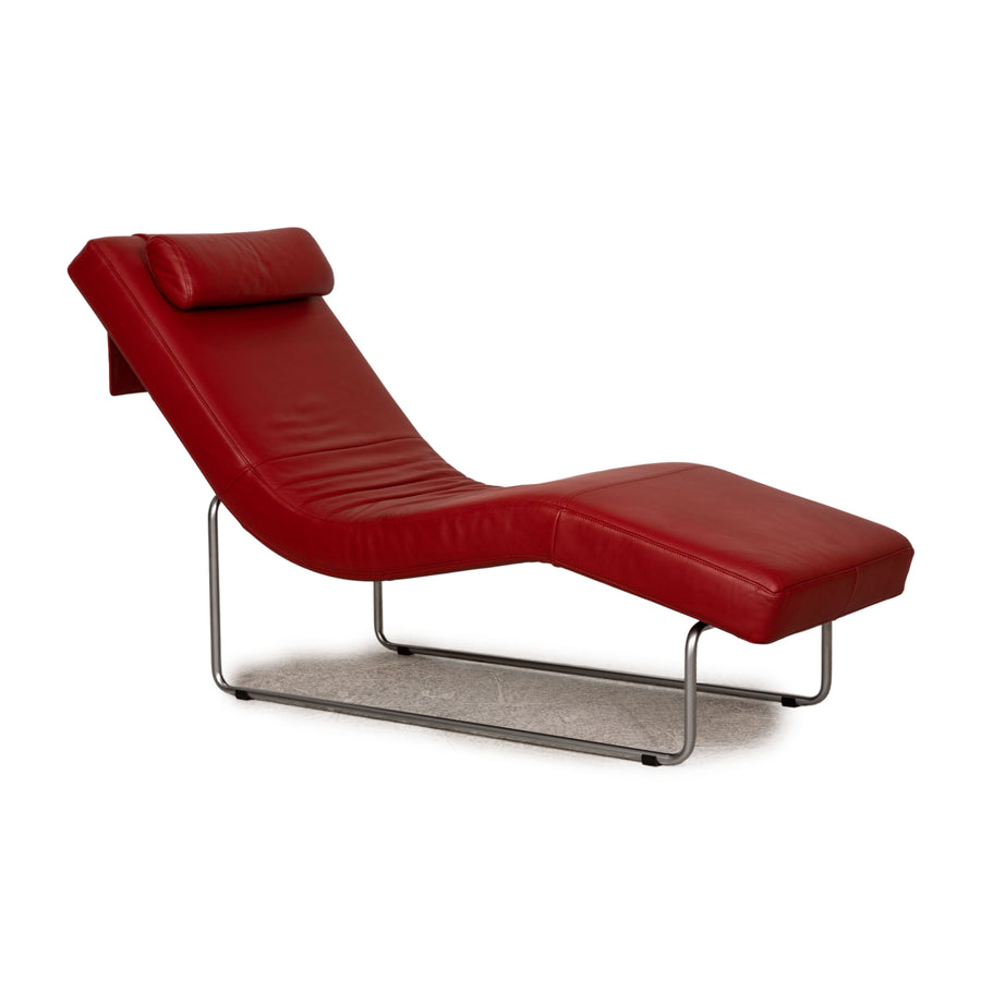 Rolf Benz 680 Chaise longue en cuir Rouge Fonction