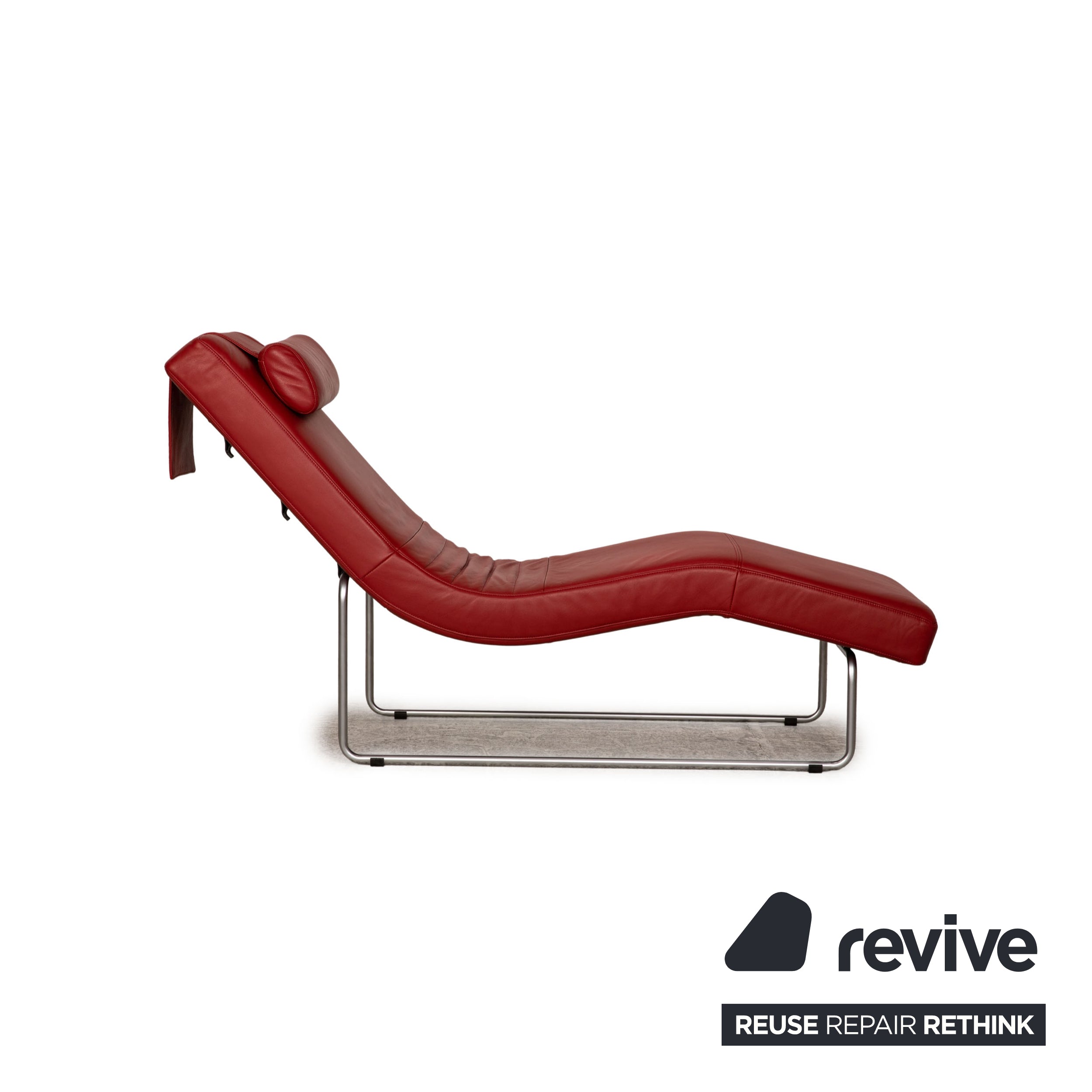 Rolf Benz 680 Chaise longue en cuir Rouge Fonction