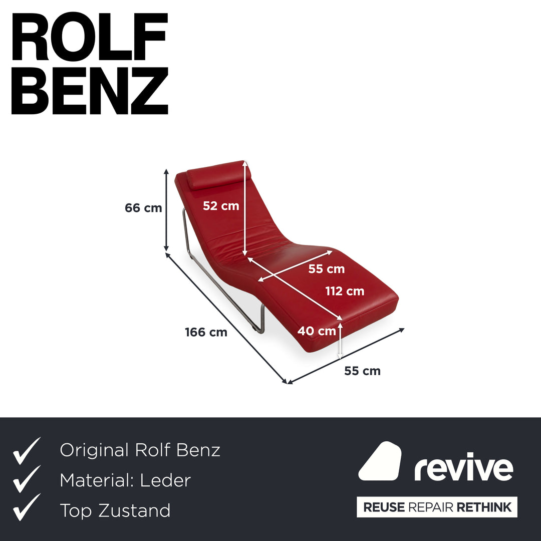 Rolf Benz 680 Leder Liege Rot Relaxfunktion manuelle Funktion