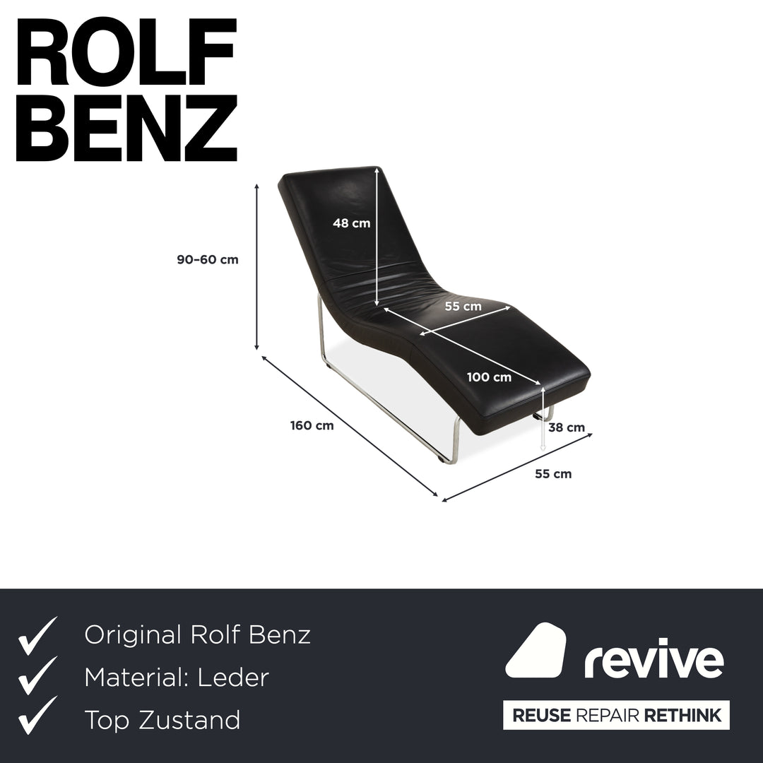 Rolf Benz 680 Leder Liege Schwarz manuelle Funktion