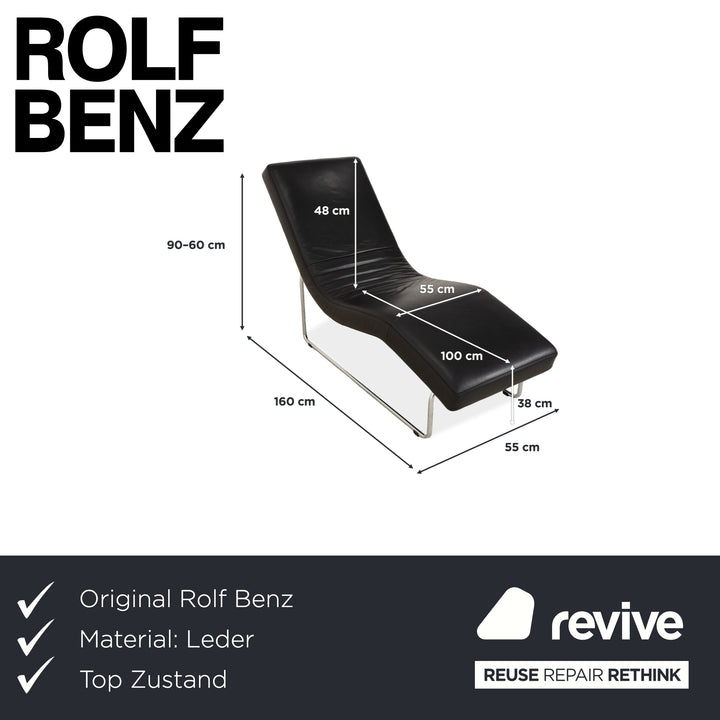 Rolf Benz 680 Leder Liege Schwarz manuelle Funktion