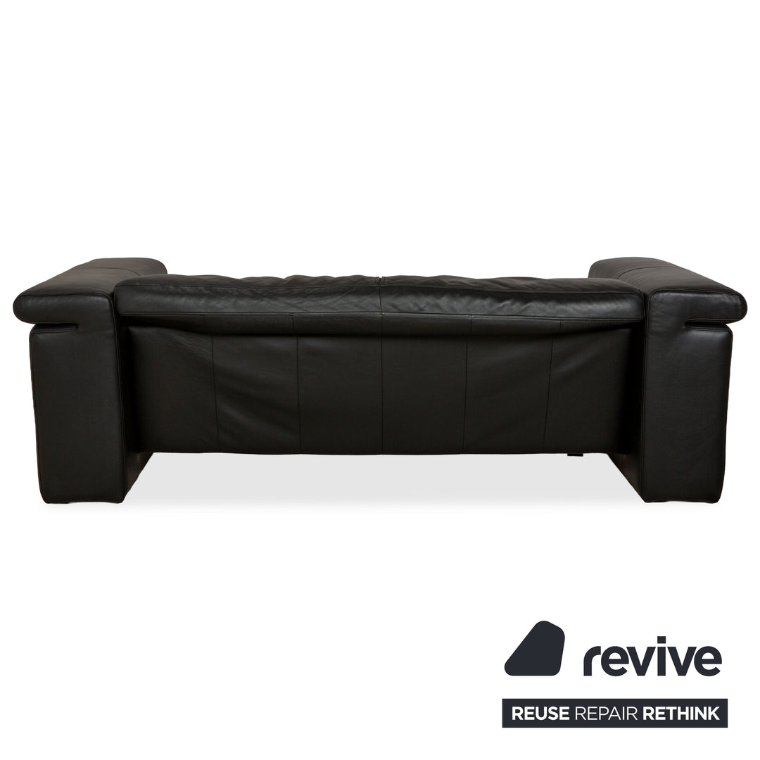 Rolf Benz 6800 Leather Three-Seater Black Manual Function Sofa Couch