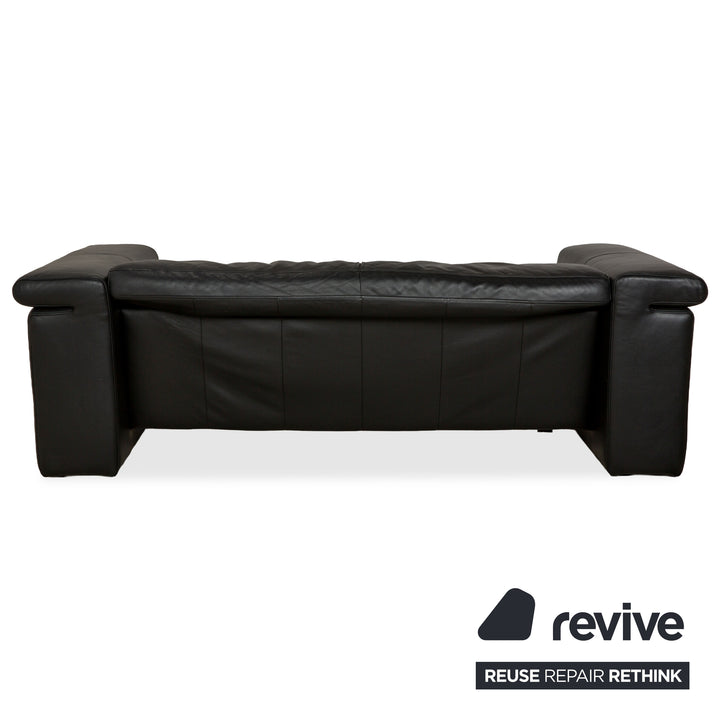 Rolf Benz 6800 Leather Three-Seater Black Manual Function Sofa Couch