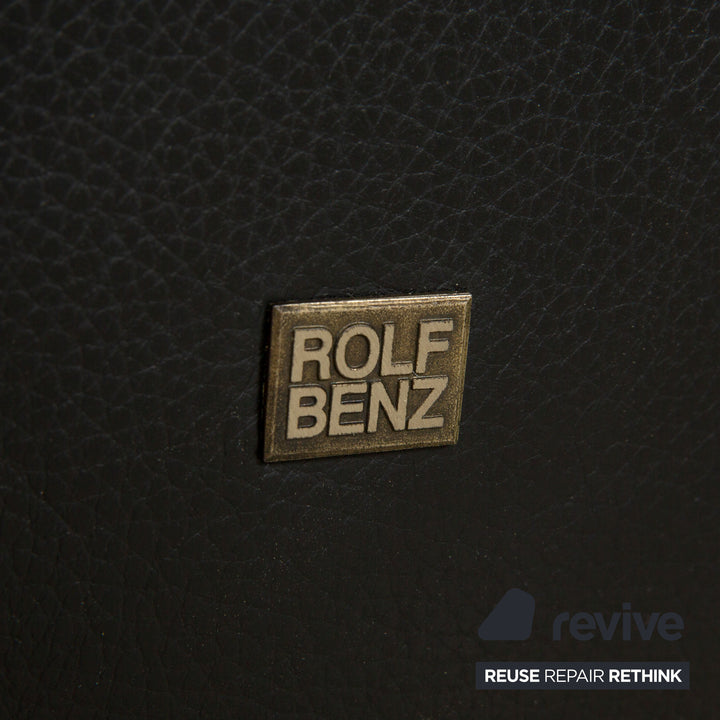 Rolf Benz 6800 Leather Three-Seater Black Manual Function Sofa Couch