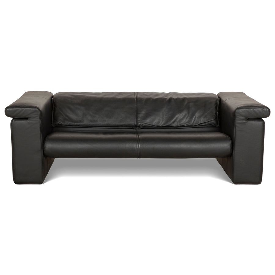 Rolf Benz 6800 Leather Three-Seater Black Manual Function Sofa Couch