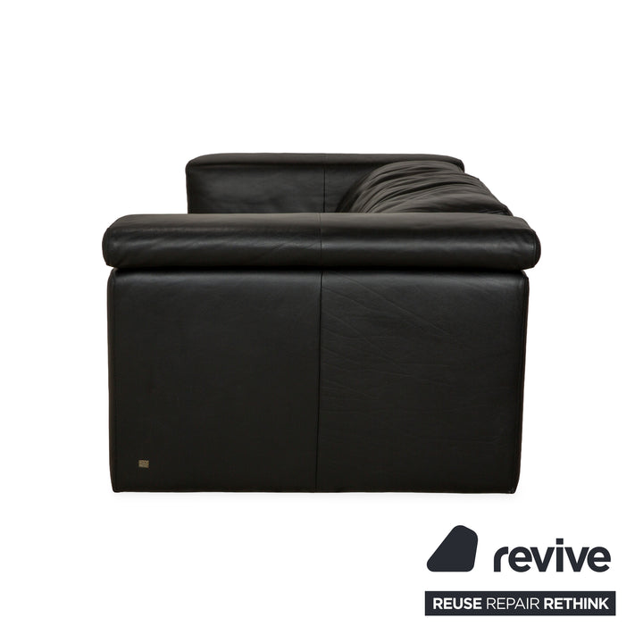 Rolf Benz 6800 Leather Three-Seater Black Manual Function Sofa Couch