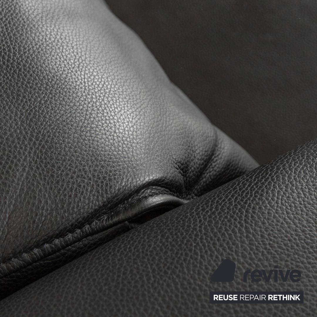 Rolf Benz 6800 Leather Three-seater + Two-seater Black manual function Sofa Couch