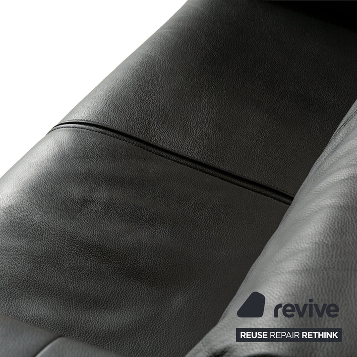 Rolf Benz 6800 Leder Dreisitzer + Zweisitzer Schwarz manuelle Funktion Sofa Couch