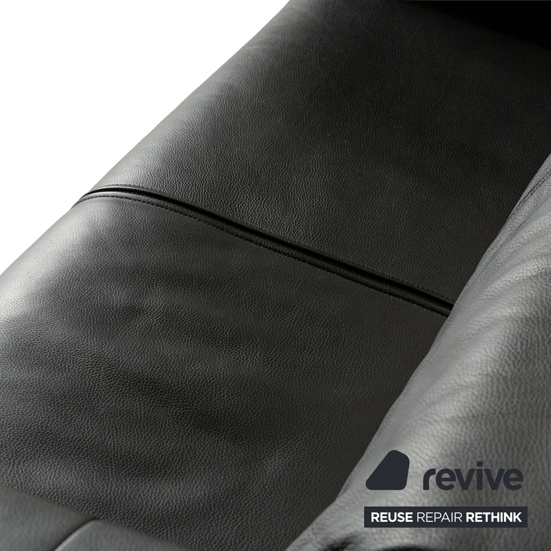 Rolf Benz 6800 Leather Three-seater + Two-seater Black manual function Sofa Couch