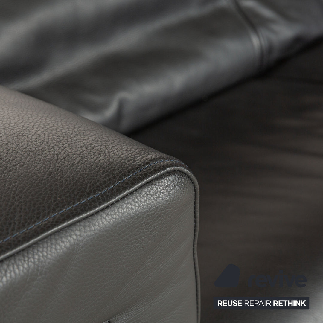 Rolf Benz 6800 Leather Three-seater + Two-seater Black manual function Sofa Couch