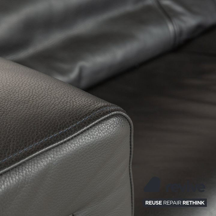 Rolf Benz 6800 Leather Three-seater + Two-seater Black manual function Sofa Couch