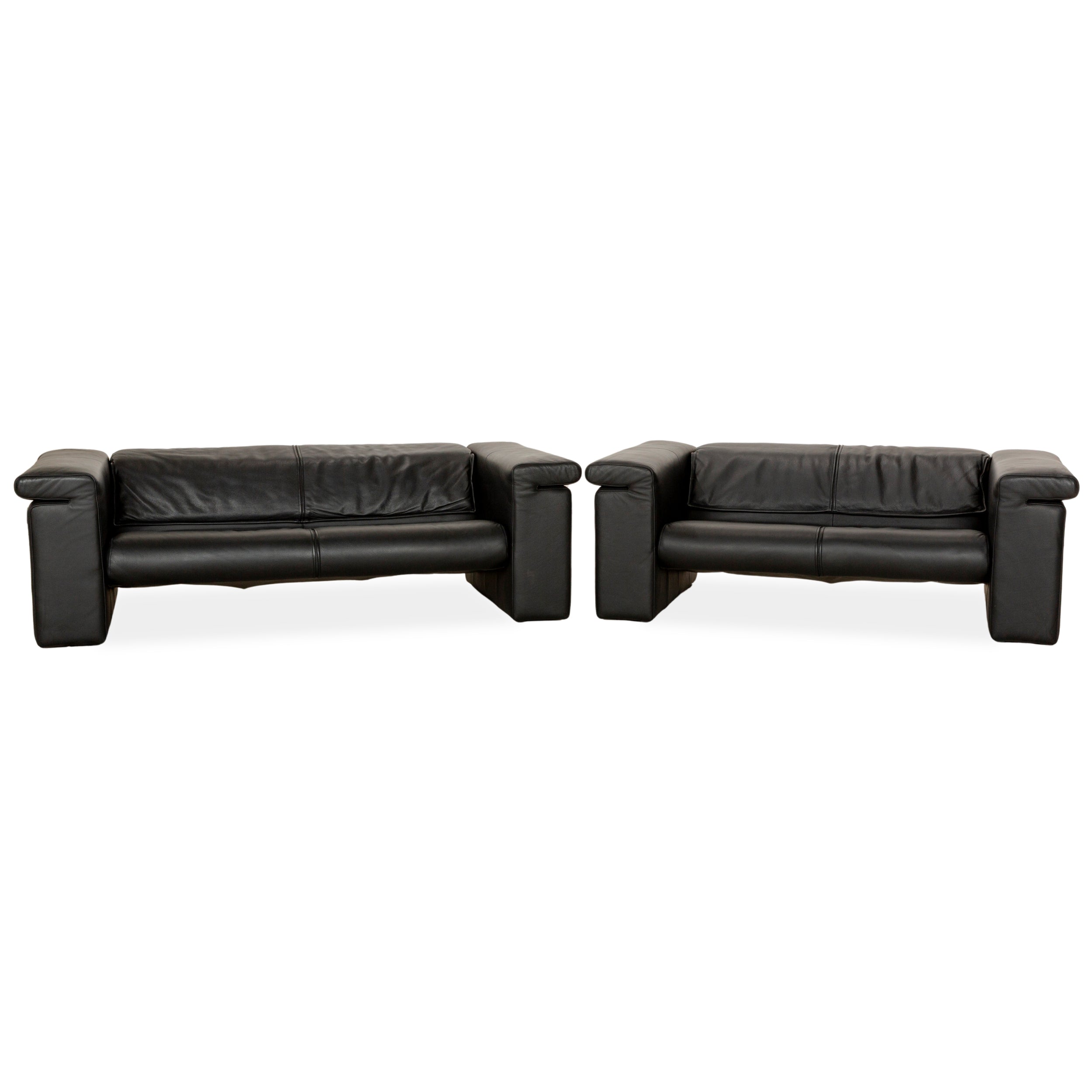 Rolf Benz 6800 Leder Dreisitzer + Zweisitzer Schwarz manuelle Funktion Sofa Couch