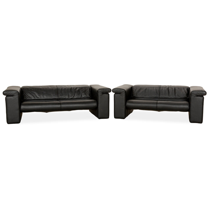 Rolf Benz 6800 Leder Dreisitzer + Zweisitzer Schwarz manuelle Funktion Sofa Couch