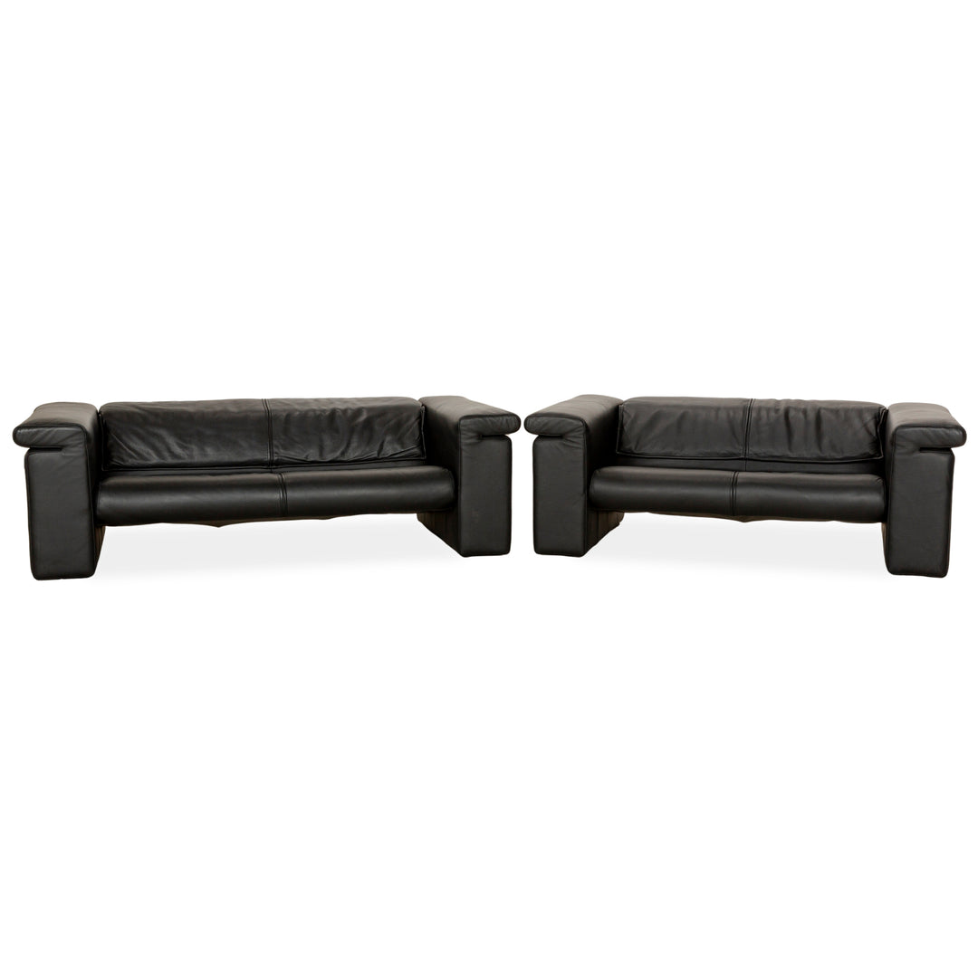 Rolf Benz 6800 Leather Three-seater + Two-seater Black manual function Sofa Couch