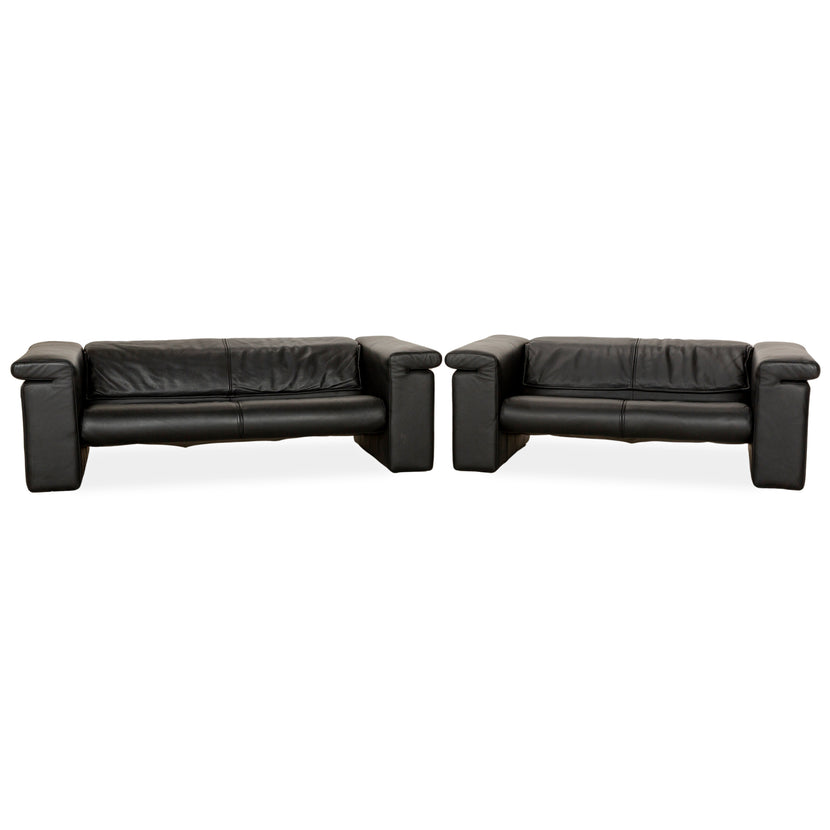 Rolf Benz 6800 Leder Dreisitzer + Zweisitzer Schwarz manuelle Funktion Sofa Couch