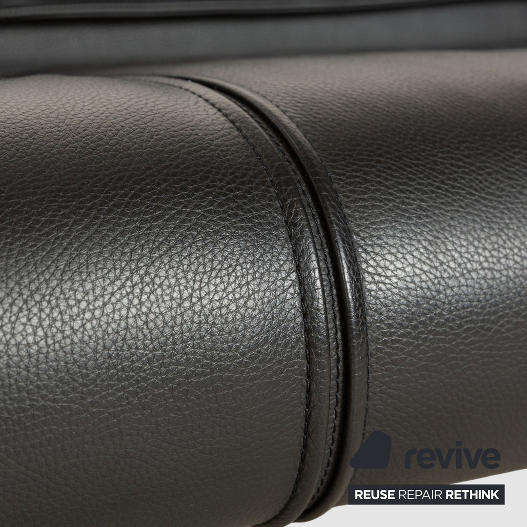 Rolf Benz 6800 Leather Three-seater + Two-seater Black manual function Sofa Couch