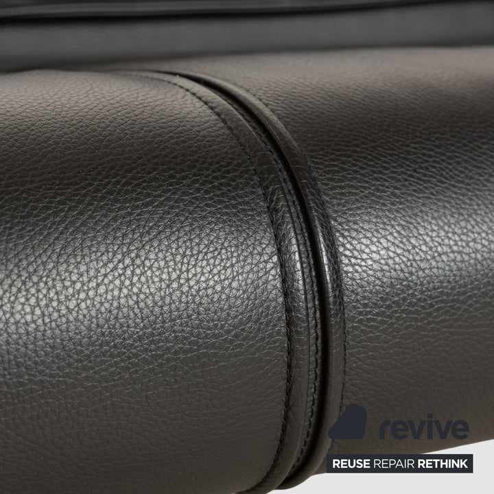 Rolf Benz 6800 Leather Three-seater + Two-seater Black manual function Sofa Couch