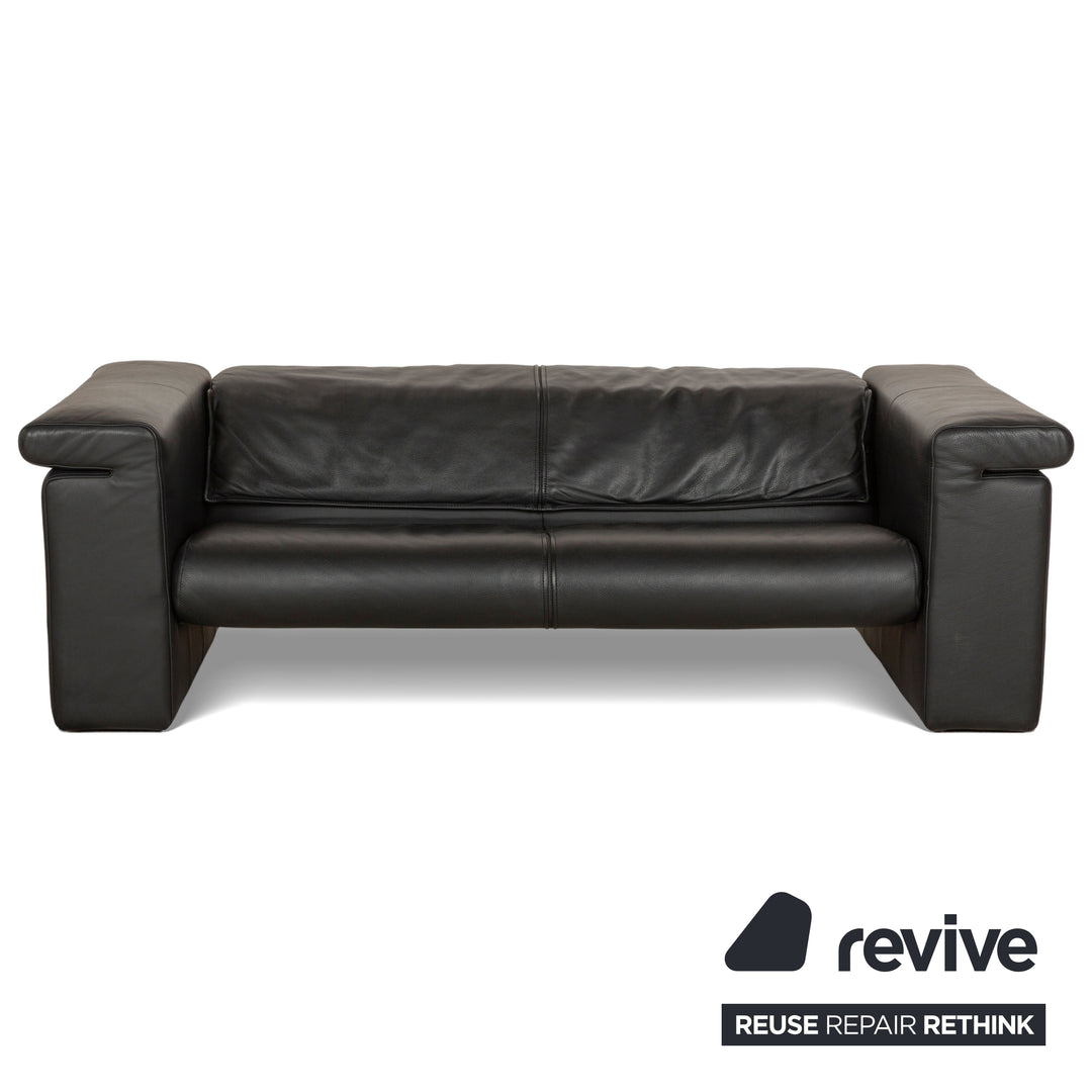 Rolf Benz 6800 Leather Three-seater + Two-seater Black manual function Sofa Couch
