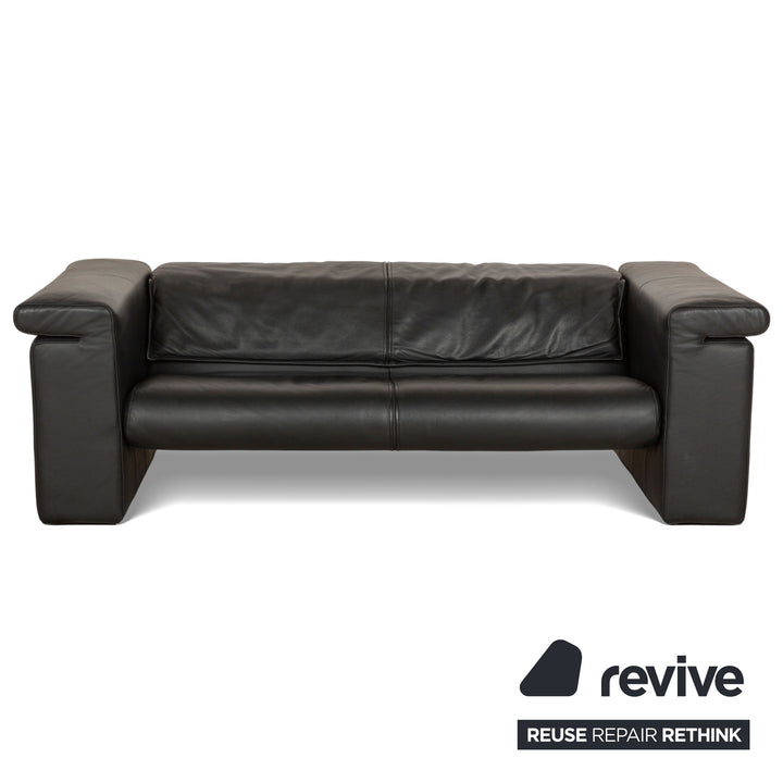 Rolf Benz 6800 Leather Three-seater + Two-seater Black manual function Sofa Couch