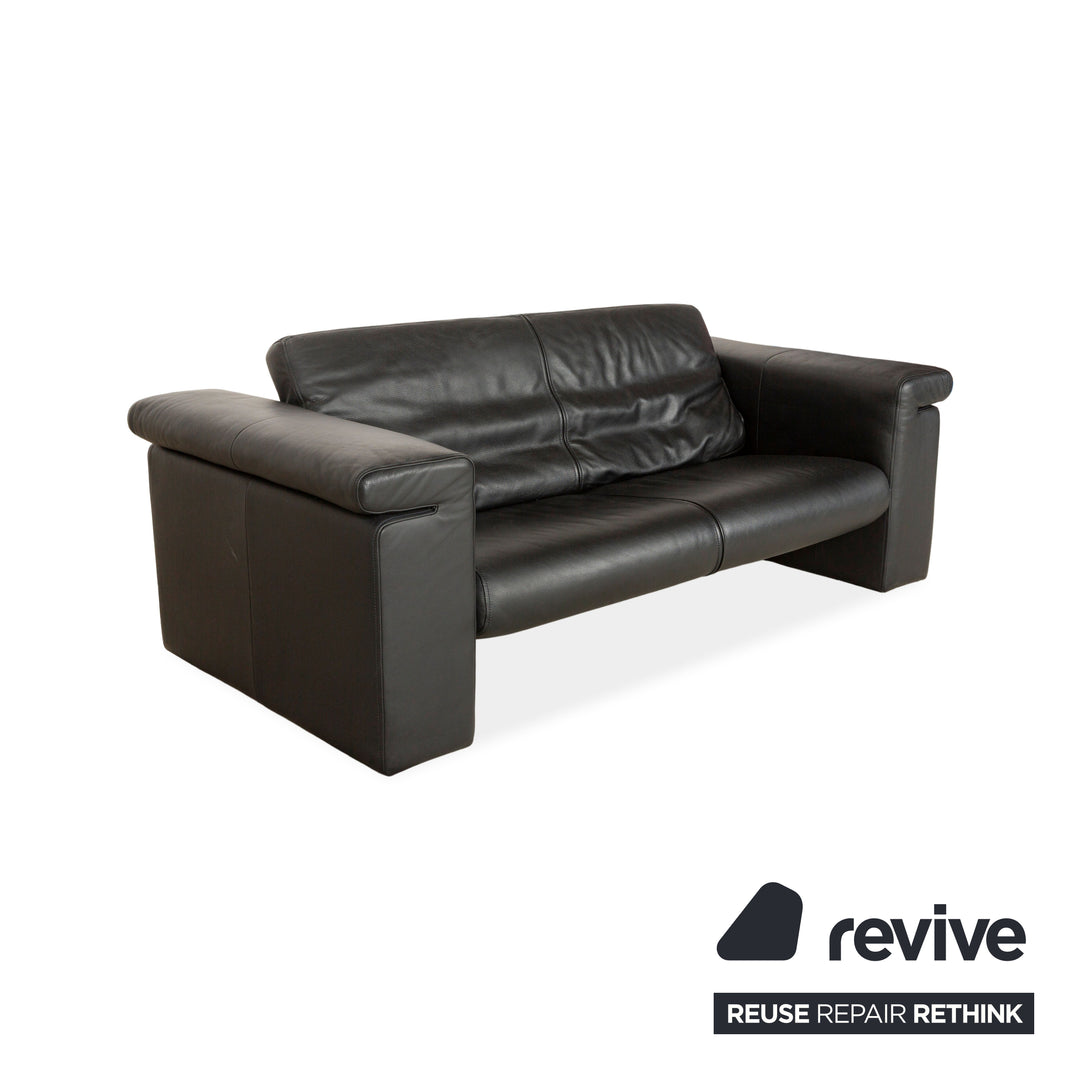 Rolf Benz 6800 Leather Three-seater + Two-seater Black manual function Sofa Couch