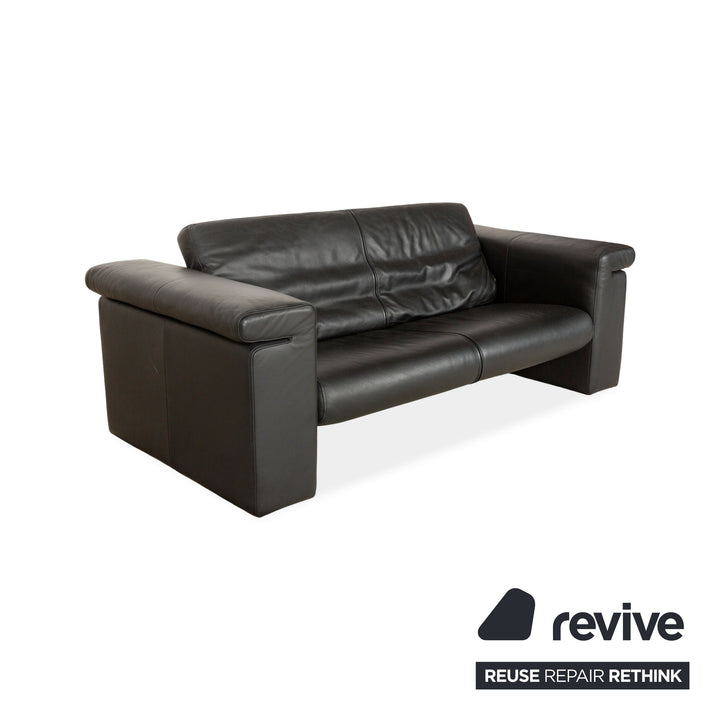 Rolf Benz 6800 Leather Three-seater + Two-seater Black manual function Sofa Couch