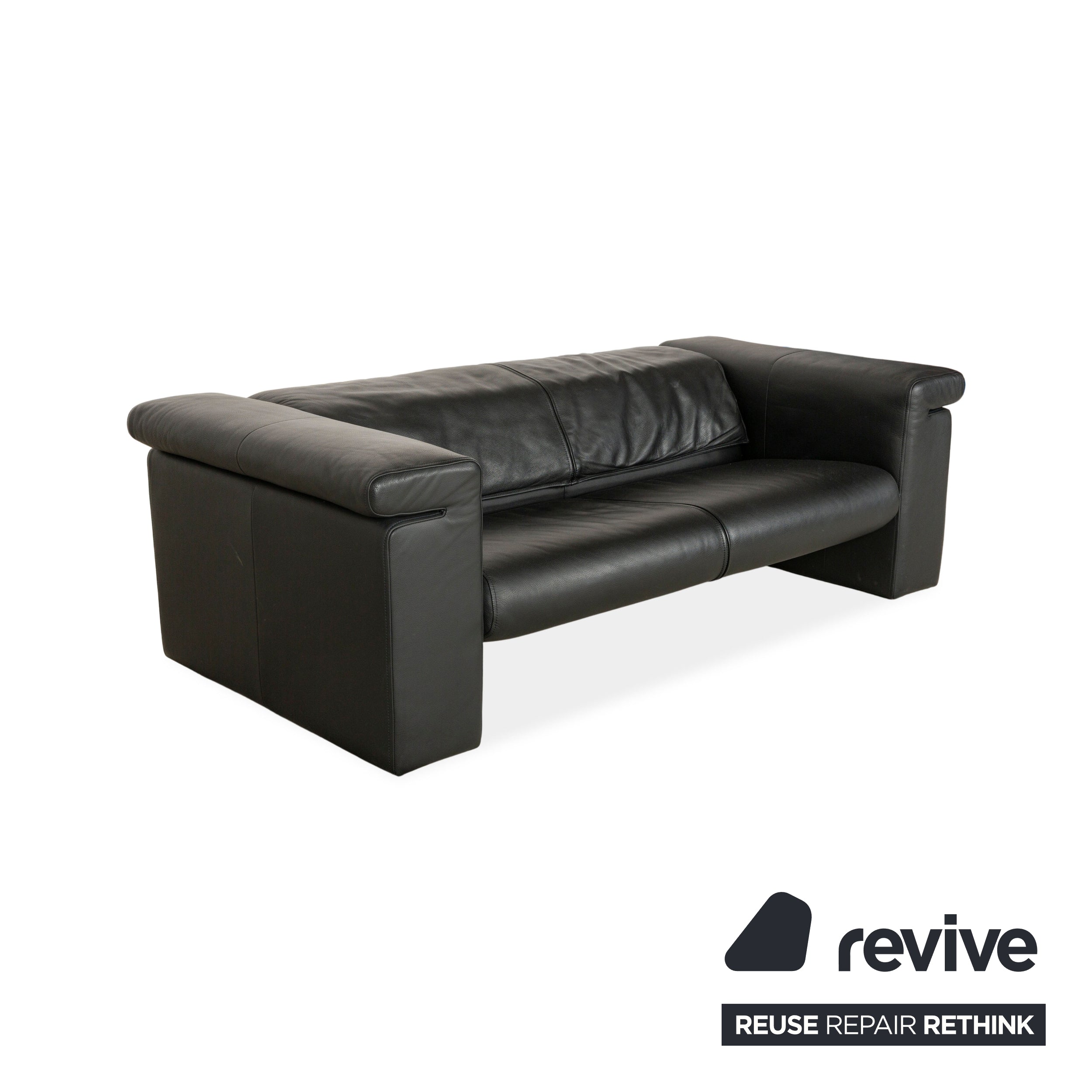 Rolf Benz 6800 Leder Dreisitzer + Zweisitzer Schwarz manuelle Funktion Sofa Couch