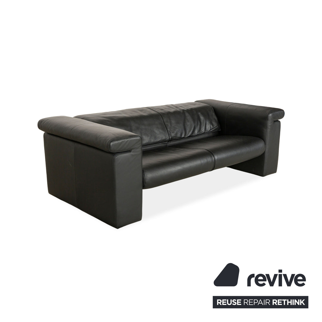Rolf Benz 6800 Leather Three-seater + Two-seater Black manual function Sofa Couch