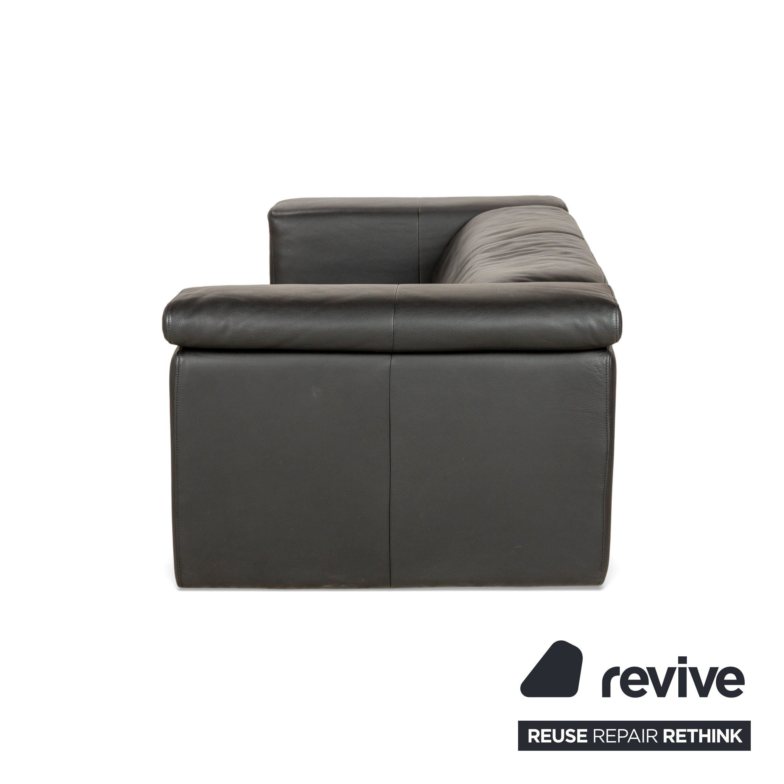 Rolf Benz 6800 Leder Dreisitzer + Zweisitzer Schwarz manuelle Funktion Sofa Couch