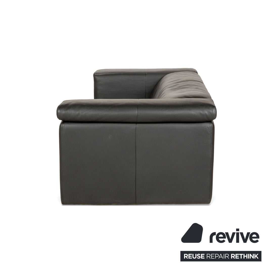 Rolf Benz 6800 Leather Three-seater + Two-seater Black manual function Sofa Couch