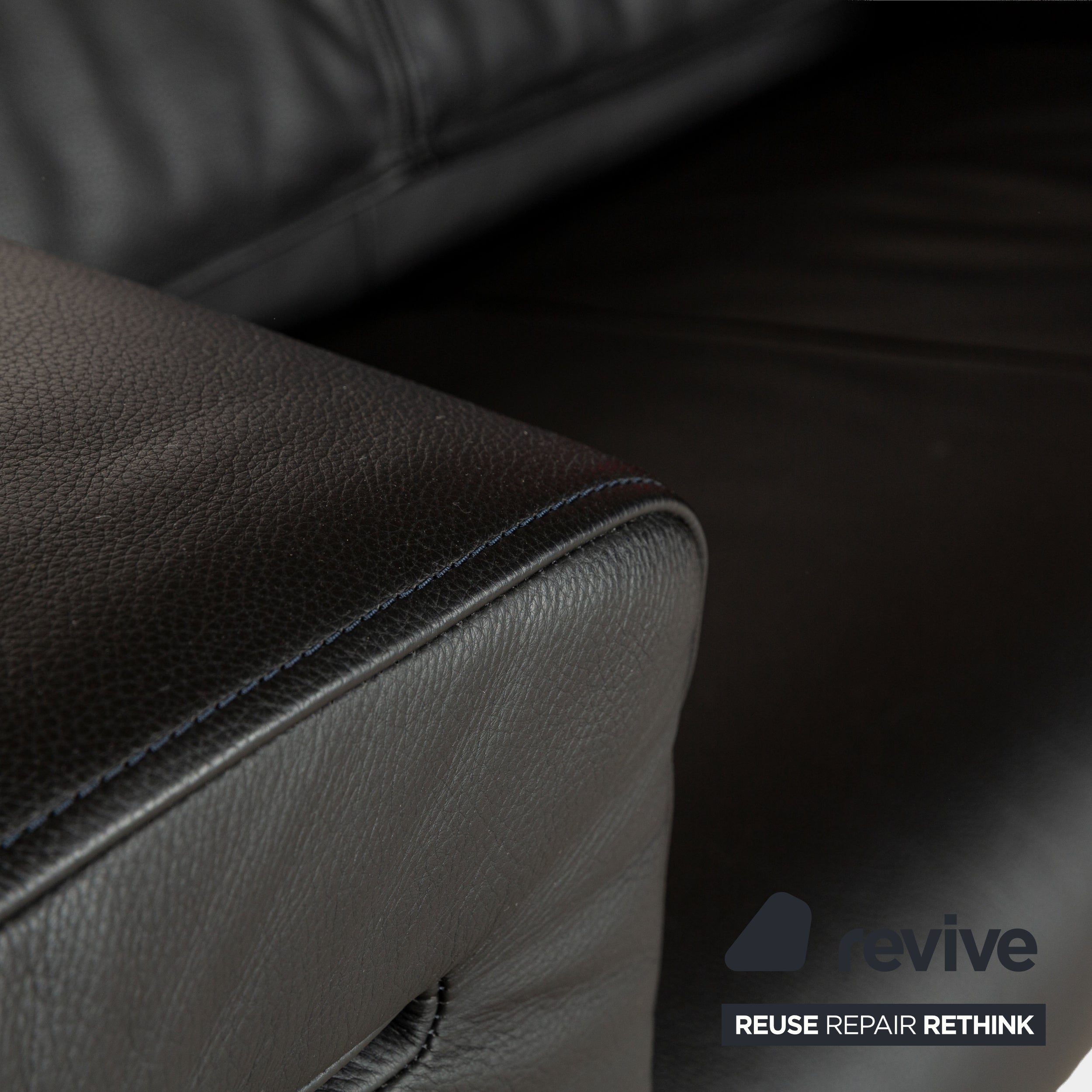 Rolf Benz 6800 Leder Zweisitzer Schwarz manuelle Funktion	Sofa Couch