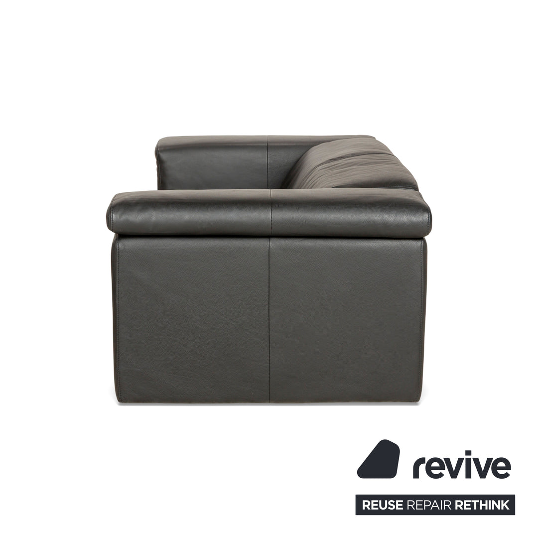 Canapé deux places en cuir noir Rolf Benz 6800 à commande manuelle