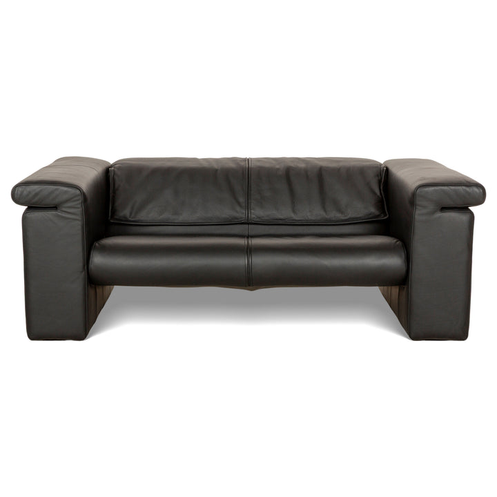 Rolf Benz 6800 Leather Two-Seater Black Manual Function Sofa Couch