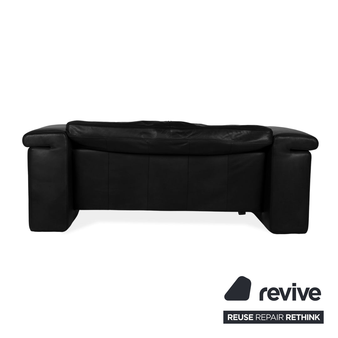 Rolf Benz 6800 Leather Two-Seater Black Sofa Couch