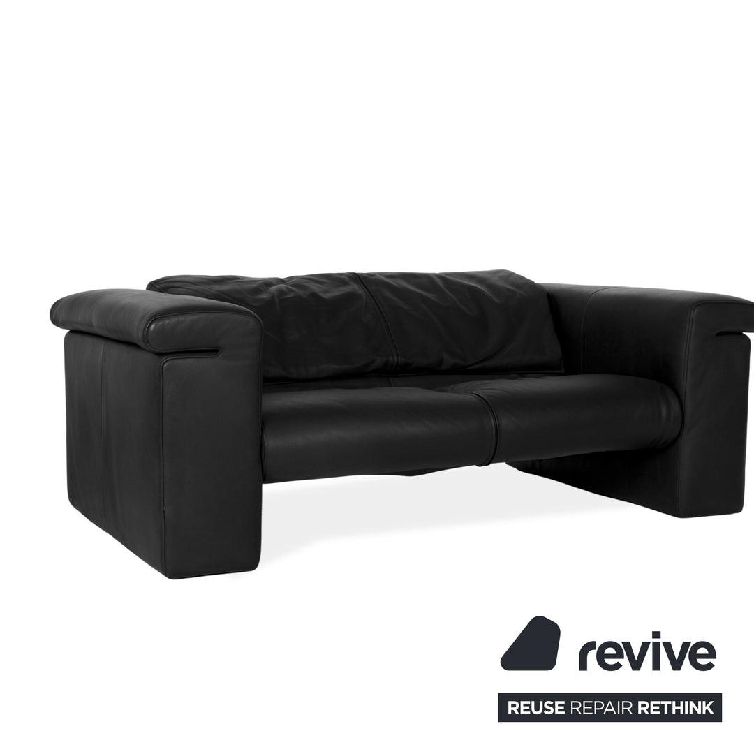 Rolf Benz 6800 Leather Two-Seater Black Sofa Couch