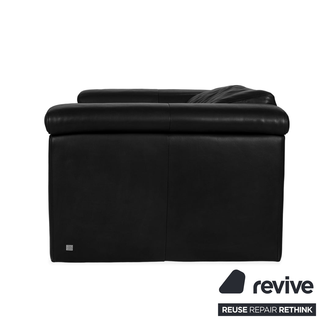 Rolf Benz 6800 Leather Two-Seater Black Sofa Couch